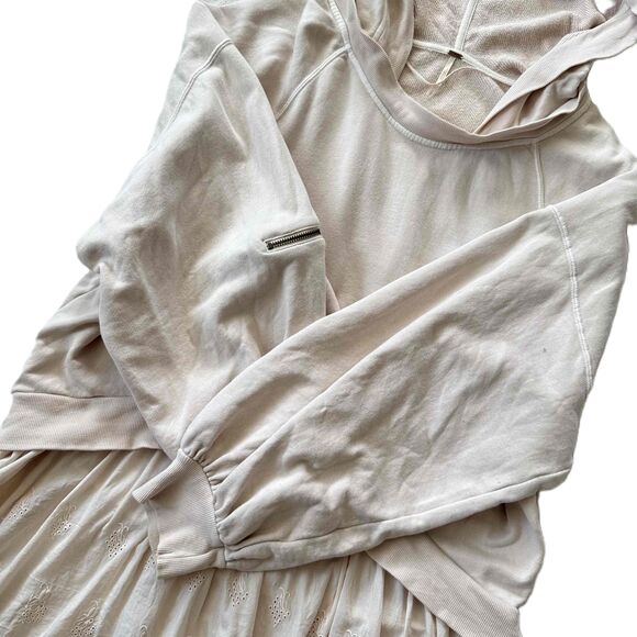 Free People Sweet Streets Hoodie Large L Oversized Long Sleeve Pink Beige - Picture 7 of 14
